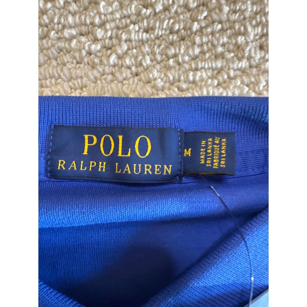 Polo Ralph Lauren Blue Short Sleeve Mesh Polo Shirt M Red Pony Logo NWT New - Picture 6 of 8